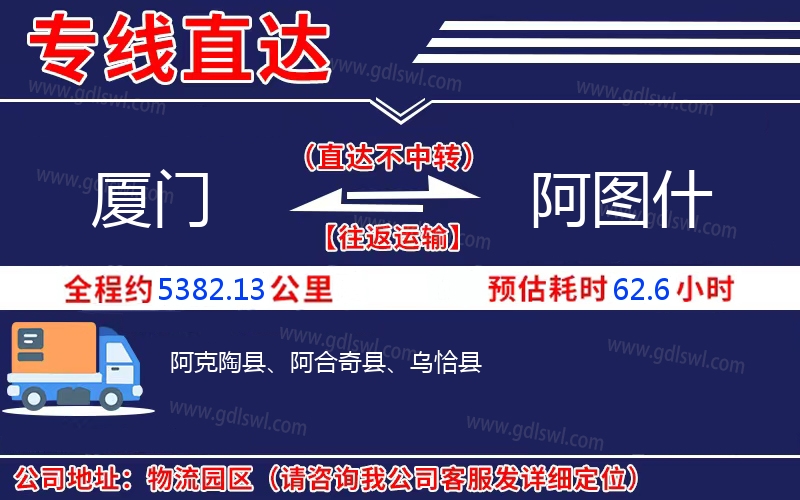 廈門(mén)到阿圖什物流公司